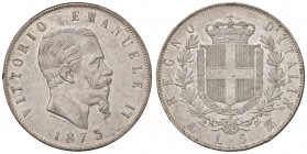 Vittorio Emanuele II (1861-1878) 5 Lire 1873 M - Nomisma 894 AG Minimi segnetti da contatto sui bei fondi lucenti 
FDC