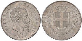 Vittorio Emanuele II (1861-1878) 5 Lire 1876 R - Nomisma 900 AG Minimi segnetti da contatto
FDC