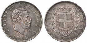 Vittorio Emanuele II (1861-1878) 2 Lire 1863 T stemma - Nomisma 906 AG
SPL