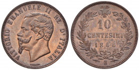 Vittorio Emanuele II (1861-1878) 10 Centesimi 1866 H - Nomisma 944 CU 
qFDC