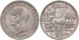 Vittorio Emanuele III (1900-1946) 20 Lire 1936 A. XIV - Nomisma 1094 AG R Minimi graffietti
SPL