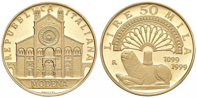 REPUBBLICA ITALIANA 50.000 Lire 1999 Duomo di Modena - AU (g 7,50) In astuccio c...