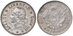 ARGENTINA 20 Centavos 1883 - KM 27 AG (g 4,99) Piccole screpolature
SPL/SPL+