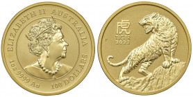 AUSTRALIA Elisabetta (1952-) 100 Dollari 2022 - AU (g 31,14) Year of the Tiger
FDC