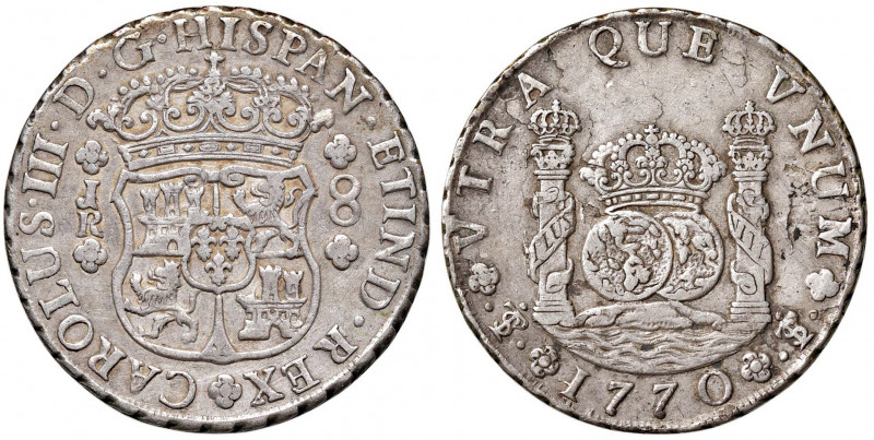 BOLIVIA Carlos III (1759-1788) 8 Reales 1770 Potosi - Cal. 1168; KM 50 AG (g 26,...