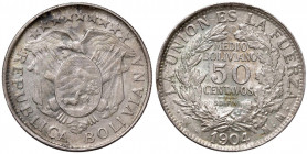 BOLIVIA 50 Centavos 1904 MM - KM 175.1 AG (g 11,34)
SPL