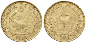 COLOMBIA 5 Pesos 1913 - Fr. 110 AU (g 7,99)
BB