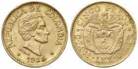 COLOMBIA 5 Pesos 1925 - Fr. 115 AU (g 7,99) Graffio al D/, minimi colpetti
SPL