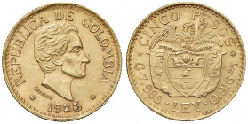 COLOMBIA 5 Pesos 1925 - Fr. 115 AU (g 8,00) Graffio al D/, minimi colpetti
SPL+