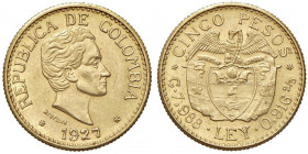 COLOMBIA 5 Pesos 1927 - Fr. 115 AU (g 7,99)
SPL