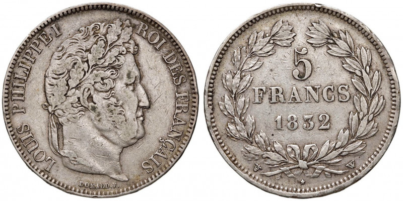 FRANCIA Louis Philippe I (1830-1846) 5 Franchi 1832 W - Gad. 678 AG (g 24,91) 
...