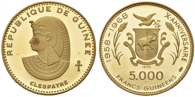 GUINEA 5.000 Franchi 1970 Cleopatra - Fr. 10 AU (g 19,91) 
FS