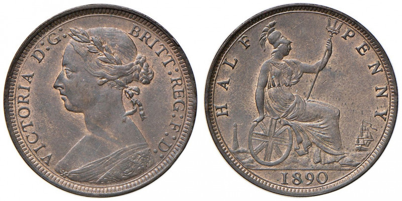 INGHILTERRA Vittoria (1837-1901) Mezzo penny 1890 - KM 754 CU (g 5,61) 
SPL+