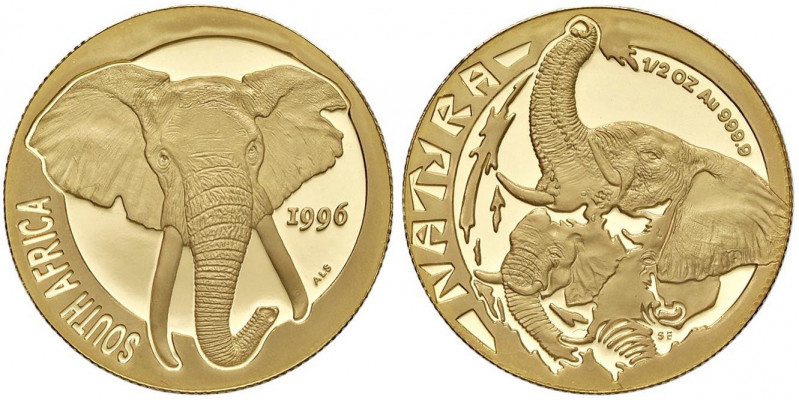 SUDAFRICA Mezza Oncia 1996 - KM 203 AU (g 15,61) Ex slab NGC PF 69 ULTRA CAMEO
...