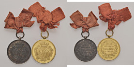 PARMA Medaglia Reale Collegio Maria Luigia - MD (g 15,33 - Ø 38 mm) Colpetto al bordo; AR (g 14,30 - 38 mm) Lotto di due medaglie con nastrino
SPL-qF...