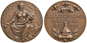 BOLOGNA Medaglia 1937 per il Centenario della Cassa di Risparmio in Bologna - Opus: Boari - AE (g 99,73 - Ø 58 mm) Colpetti al bordo
SPL+