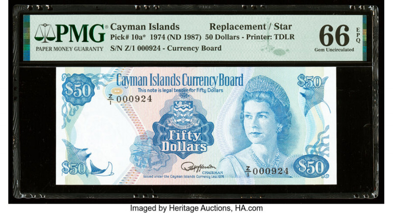 Cayman Islands Currency Board 50 Dollars 1974 (ND 1987) Pick 10a* Replacement PM...