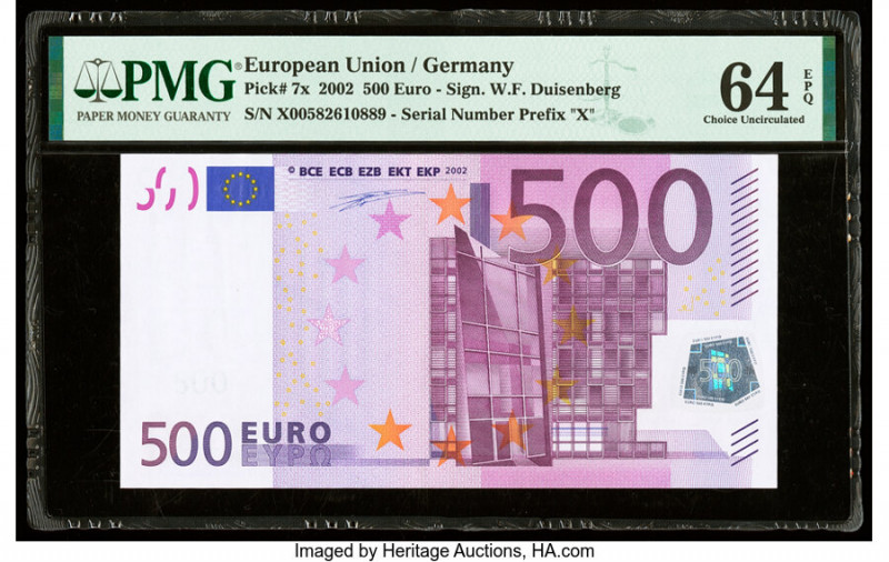 European Union Central Bank, Germany 500 Euro 2002 Pick 7x PMG Choice Uncirculat...