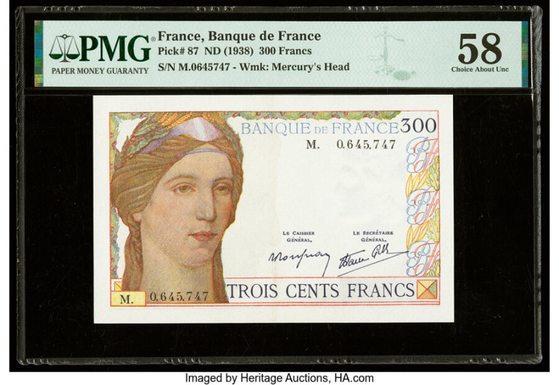 France Banque de France 300 Francs ND (1938) Pick 87 PMG Choice About Unc 58. 

...