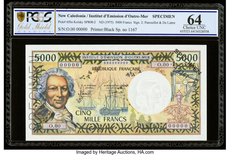 New Caledonia Institut d'Emission d'Outre-Mer, Noumea 5000 Francs ND (1971-84) P...