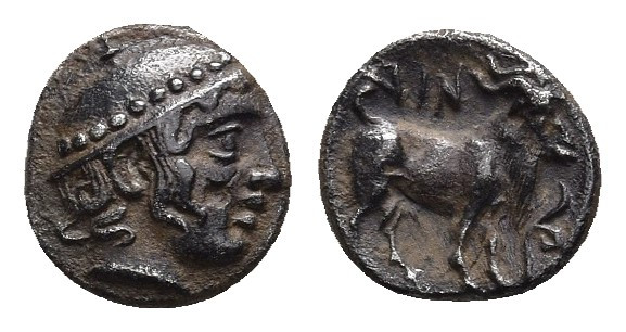 THRACE. Ainos. Diobol (Circa 427/6-425/4 BC).
Obv: Head of Hermes right, wearin...