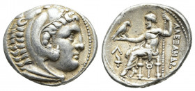 KINGS OF MACEDON. Alexander III 'the Great' (336-323 BC). Tetradrachm. Amphipolis.
Obv: Head of Herakles right, wearing lion skin.
Rev: AΛEΞANΔPOY....