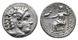 KINGS OF MACEDON. Alexander III 'the Great' (336-323 BC). Drachm. Lampsakos.
Obv: Head of Herakles right, wearing lion's skin.
Rev: AΛEΞANΔPOY.
Zeu...
