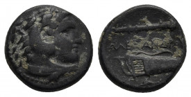 KINGS OF MACEDON. Alexander III 'the Great' (336-323 BC). Ae Unit. Uncertain mint, possibly Amphipolis.
Obv: Head of Herakles right, wearing lion ski...
