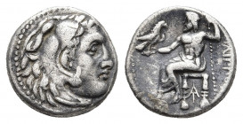 KINGS OF MACEDON. Philip III Arrhidaios (323-317 BC). Drachm. Magnesia ad Maeandrum.
Obv: Head of Herakles right, wearing lion skin.
Rev: ΦIΛIΠΠOY....