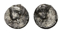 CILICIA. Nagidos. Obol (Circa 380-360 BC).
Obv: N.
Head of Aphrodite facing slightly right.
Rev: N.
Head of young Dionysos facing slightly left.
...