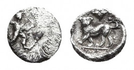 CILICIA, Myriandros. Mazaios(?). Satrap of Cilicia, 361/0-334 BC. Obol.
Obv: Apollo standing right, shooting arrow; uncertain symbol to left.
Rev: L...