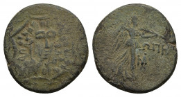 PAPHLAGONIA. Sinope. Struck under Mithradates VI (Circa 105-90 or 90-85 BC). Ae.
Obv: Aegis with gorgoneion.
Rev: ΣΙΝ - ΩΠΗΣ.
Nike advancing right,...