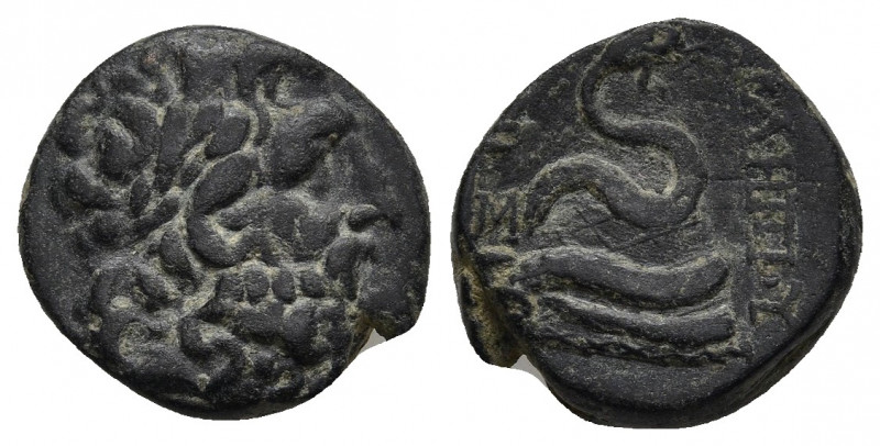 MYSIA. Pergamon. Ae (Circa 133-27 BC).
Obv: Laureate head of Asklepios right. c...