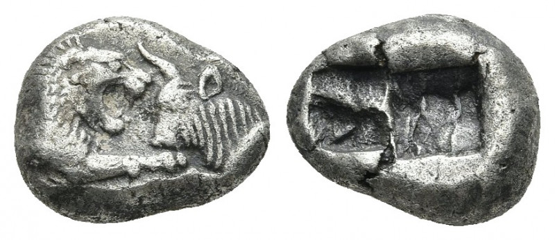 KINGS OF LYDIA. Kroisos (Circa 560-546 BC). 1/3 Siglos. Sardeis.
Obv: Confronte...