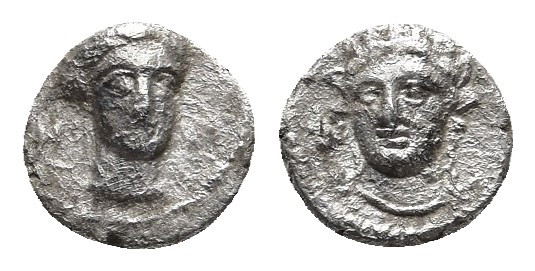 CILICIA. Uncertain. Obol (4th century BC).
Obv: Head of female (Arethusa?) faci...