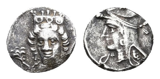 CILICIA. Uncertain (4th century BC). Obol.
Obv: Head of female facing slightly ...