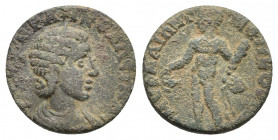 IONIA. Smyrna. Tranquillina (Augusta, 238-244). Ae.
Obv: ΦΟΥΡΙ ΤΡΑΝΚΥΛΛƐΙΝΑ Ϲ.
Diademed and draped bust right.
Rev: ϹΜΥΡΝΑΙΩΝ Γ ΝƐΩΚΟΡΩΝ.
Heracles...