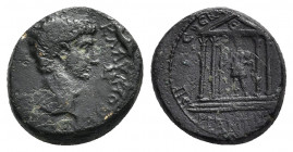MYSIA. Pergamum. Claudius (41-54). Ae.
Obv: KΛΑΥΔΙΟΝ ΚΑΙCΑΡΑ CЄBACTON.
Bare head right.
Rev: CЄBACTON / ΠЄPΓAMHNOI.
Tetrastyle temple, with shield...