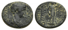 LYDIA. Blaundus. Nero (54-68). Ae. Tiberius Claudius Kalligenes, magistrate.
Obv: NEPΩN KAIΣAP.
Draped bust right.
Rev: TI KΛΑΥ ΚΑΛΓΗΝΕΣ / ΒΑΛVΝΔΕΩ...