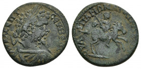 LYDIA. Tabala. Septimius Severus (193-211). Ae.
Obv: AY KAI ? CE CEOYHPOC ?E.
Laureate head right.
Rev: E?I ? (?) ?APKOY [...] EP TABA?[...].
Radi...