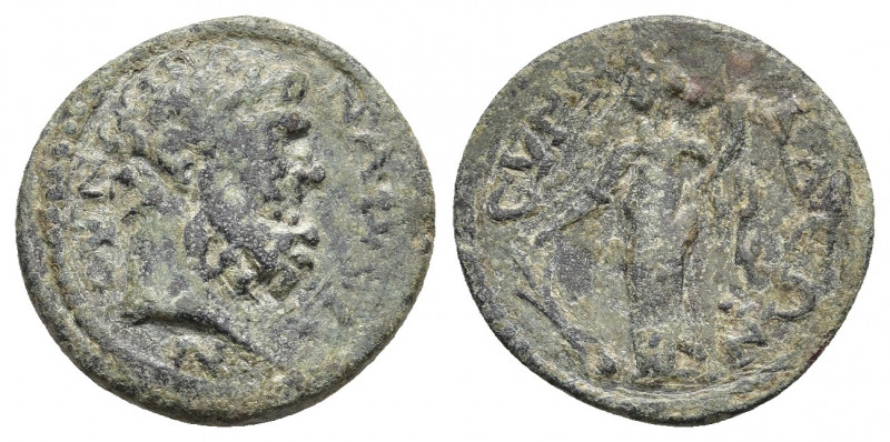 PHRYGIA. Synnada. Pseudo-autonomous (3rd century). Ae.
Obv: ΠΑΝΔΗΜΟϹ ΖЄΥϹ.
Lau...