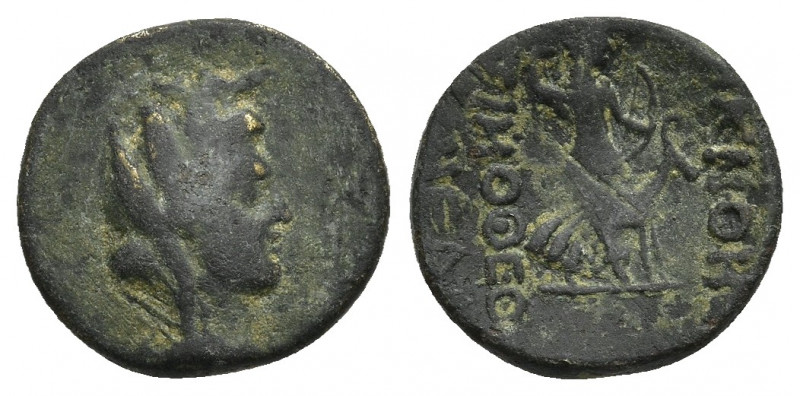 PHRYGIA. Akmoneia. Ae (1st century BC). Timotheos Menela, magistrate.
Obv: Turr...