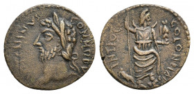 PISIDIA. Antioch. Commodus (177-192). Ae.
Obv: ANTONINVS COMMDVS (sic).
Laureate, draped and cuirassed bust right.
Rev: COLONIAE ANTIO.
Mên standi...