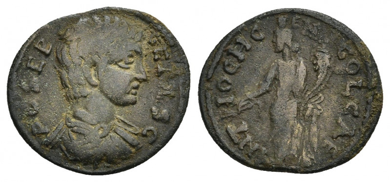 PISIDIA. Antiochia. Geta (Caesar, 198-209). Ae.
Obv: PO SEP GETAS C.
Bareheade...