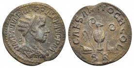 PISIDIA. Antioch. Philip II (247-249). Ae.
Obv: IMP M IVL PHILIPPVS P F AVG P M.
Radiate, draped and cuirassed bust right.
Rev: CAES ANTIOCH COL / ...