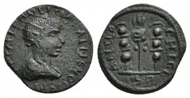 PISIDIA. Antioch. Gallienus (253-268). Ae.
Obv: IMP CAES PALCINLN GALLIENO.
Radiate, draped and cuirassed bust right.
Rev: ANTIOCHI CL / S R.
Aqui...