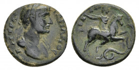 PISIDIA. Baris. Hadrian (117-138). Ae.
Obv: AYT KAI TPA AΔPIANOC.
Laureate, draped bust right with slightly drapery.
Rev: BAPHNΩN.
Emperor in mili...