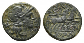 C. RENIUS. Fourree Denarius (138 BC). Rome.
Obv: Helmeted head of Roma right, X (mark of value) to left.
Rev: C RENI / ROMA.
Juno, holding whip, re...
