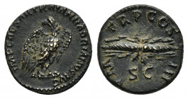 HADRIAN (117-138). Semis. Rome.
Obv: IMP CAESAR TRAIAN HADRIANVS AVG.
Eagle standing left, head right, with wings spread.
Rev: P M TR P COS III / S...