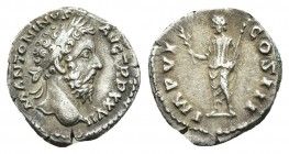 MARCUS AURELIUS (161-180). Denarius. Rome.
Obv: M ANTONINVS AVG TR P XXVIII.
Laureate and curiassed bust right.
Rev: IMP VI COS III.
Emperor, toga...